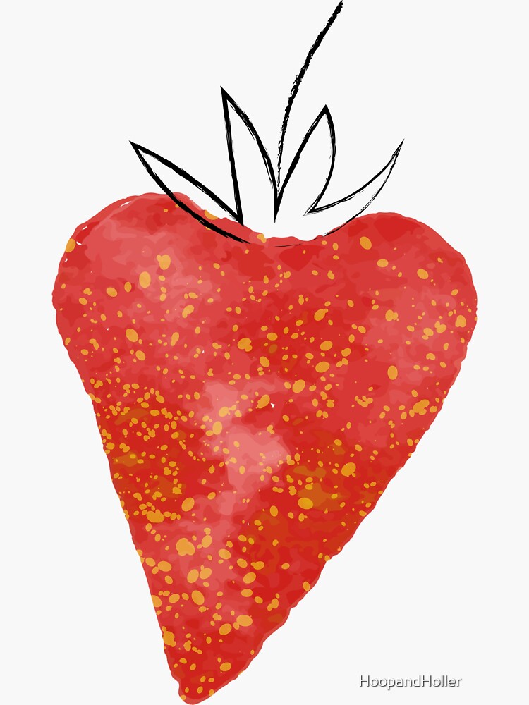 Thumbnail 3 of 3, Sticker, Freehand Strawberry designed and sold by HoopandHoller.