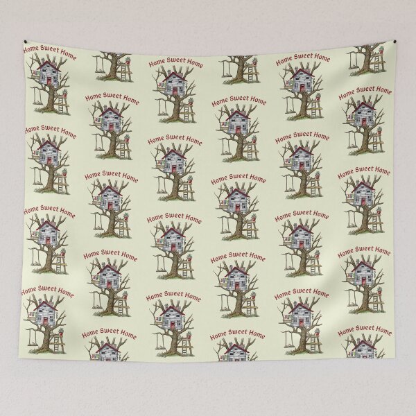 Item preview, Home Sweet Home with Crooked Tree House Illustration designed and sold by JoyfulWhimsy.