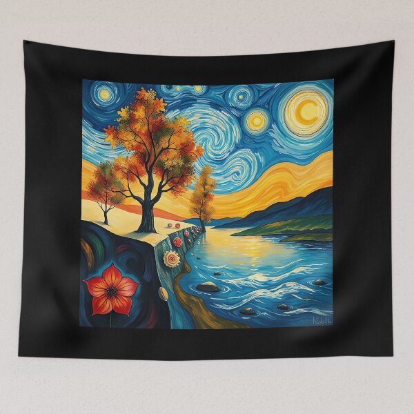 Item preview, Starry Autumn by the River designed and sold by TazhibTreasures.
