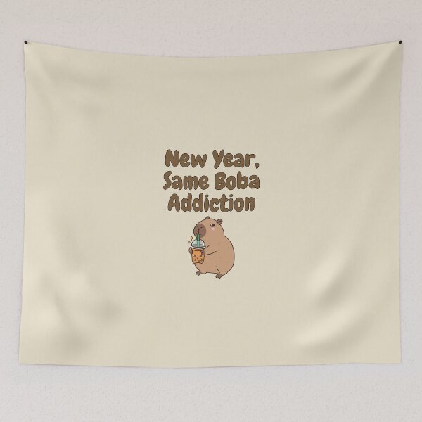 Item preview, New Year, Same Boba Addiction | Capybara Edition designed and sold by NoodleDoodleCo.