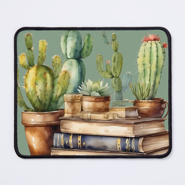 Item preview, I love books and cacti, Cacti in Pots on Books, Vintage books, Succulents lover designed and sold by KolorellaS.