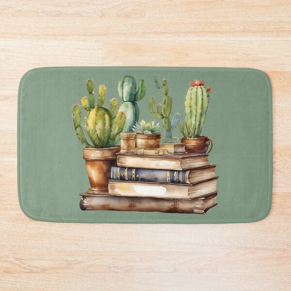 Item preview, I love books and cacti, Cacti in Pots on Books,   Vintage books, Succulents lover designed and sold by KolorellaS.