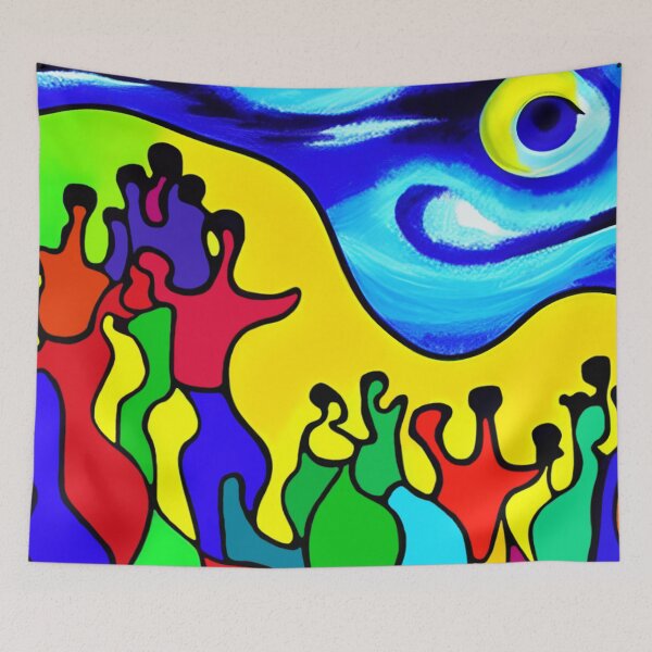 Item preview, Expressionist Artwork: Moon Festival Uproar | Expressionism | Color Art | Psychedelic Artwork designed and sold by UnhingedBird.