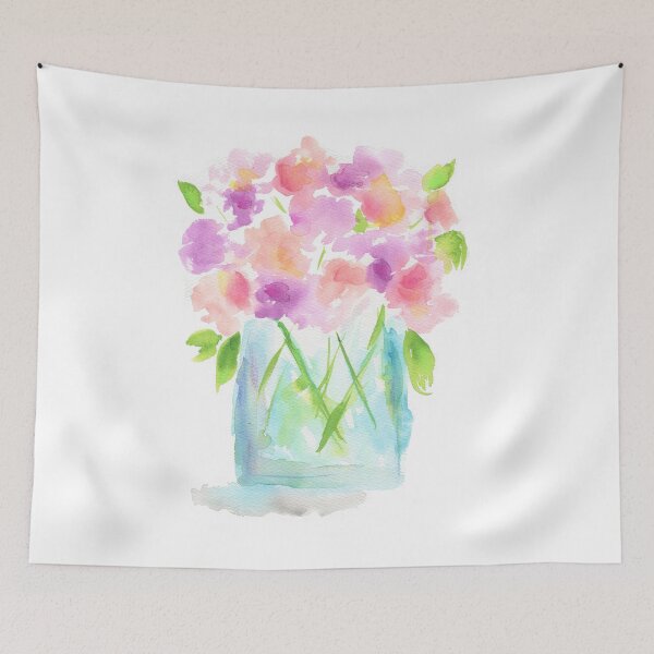 Item preview, Sweet pea flowers in a vase watercolor painting designed and sold by AnissaF.