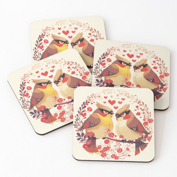 Item preview, Couple of mean-looking cedar waxwings in love designed and sold by etherElric.