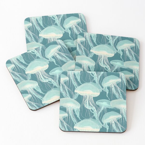 Item preview, Teal Jellyfish in the Ocean Pattern designed and sold by palaco210.