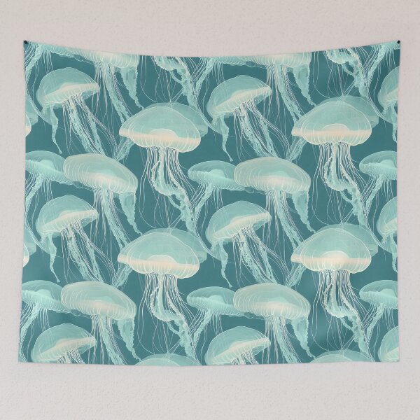 Item preview, Teal Jellyfish in the Ocean Pattern designed and sold by palaco210.