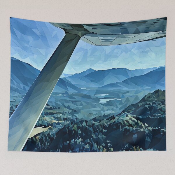 Item preview, Flying Near Cascade Mountains (Poly Art) designed and sold by flyscenicair.