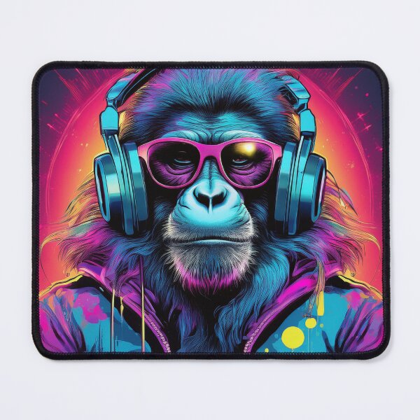 Item preview, Baboon in Headphones and Shades Synthwave  designed and sold by Boxing Kangaroo Retail Company.