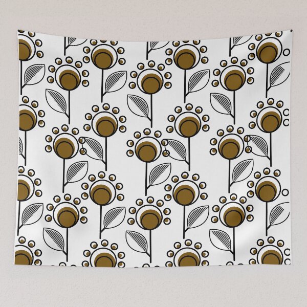Item preview, Botanic Sunflowers White and Brown  designed and sold by UMI BLOOM.