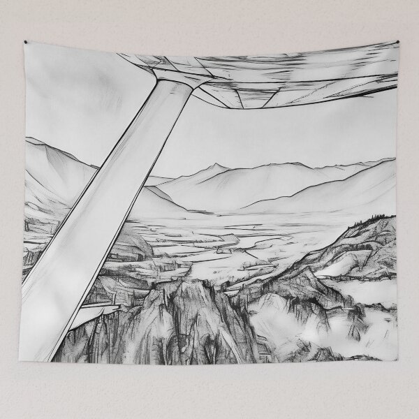 Item preview, Flying Near Cascade Mountains (Sketch) designed and sold by flyscenicair.
