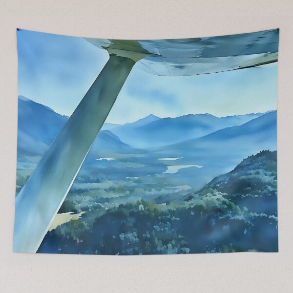 Item preview, Flying Near Cascade Mountains (Watercolor) designed and sold by flyscenicair.