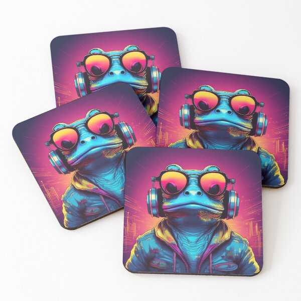 Item preview, Frog in Headphones and Shades Synthwave  designed and sold by Boxing Kangaroo Retail Company.