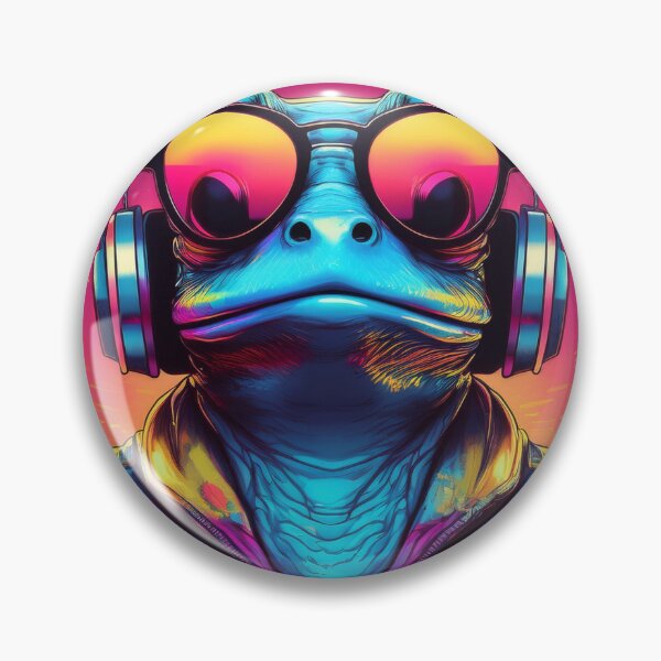Item preview, Frog in Headphones and Shades Synthwave  designed and sold by Boxing Kangaroo Retail Company.