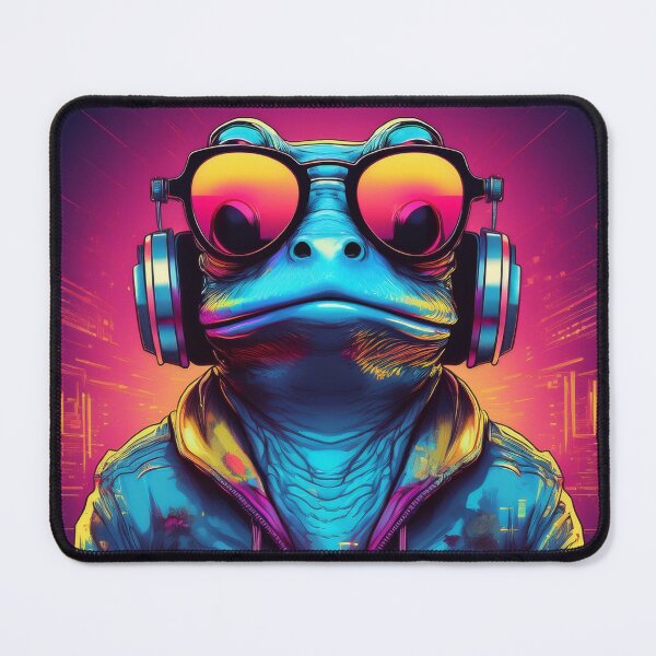 Item preview, Frog in Headphones and Shades Synthwave  designed and sold by Boxing Kangaroo Retail Company.