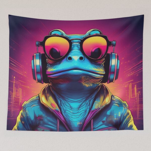 Item preview, Frog in Headphones and Shades Synthwave  designed and sold by Boxing Kangaroo Retail Company.