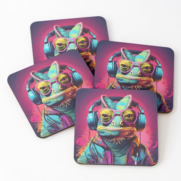 Item preview, Chameleon in Headphones and Shades Synthwave  designed and sold by Boxing Kangaroo Retail Company.