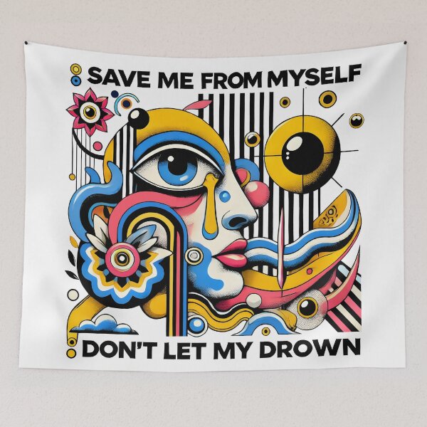 Item preview, Save me from don't let my drown - Abstract Pop Art Face Design  designed and sold by DrawHandArt.