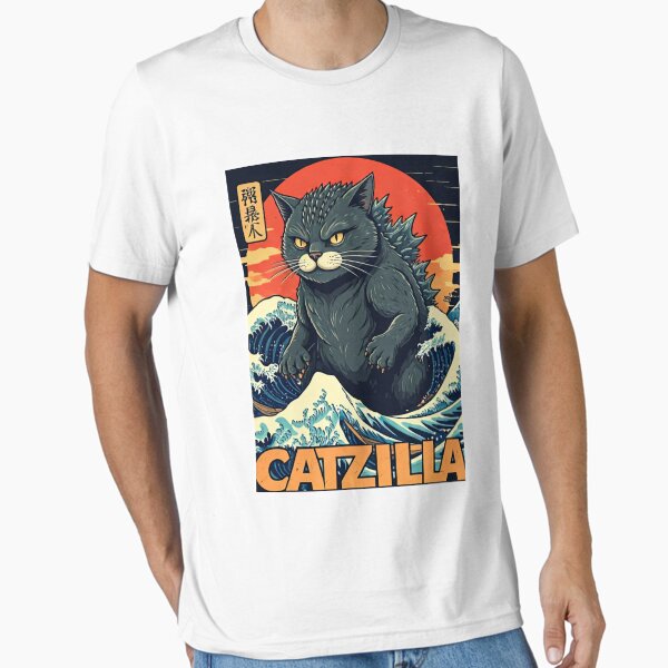 Item preview, Catzilla Cat Japanese Art Funny Cat Gifts For Men Women Kid T-Shirt designed and sold by VogueVaultStore.