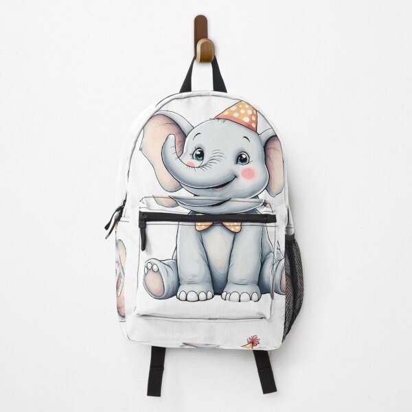 Item preview, Happy Baby Elephant with Party Hat and Cupcake | Cute Cartoon Art designed and sold by CYouClothings.