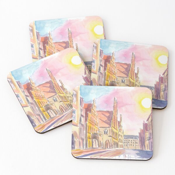 Item preview, Münster Prinzipalmarkt and Old City Hall at Dusk designed and sold by artshop77.