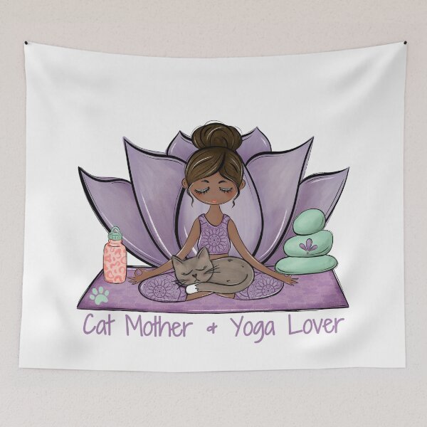 Item preview, Yoga Cat Mom, Brown Skin - Vibrant wellness-inspired design — perfect for yogis, meditation and cat lovers designed and sold by MerchSearchCO.