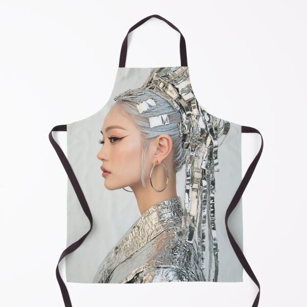 Item preview, A model showcases a striking hairstyle featuring metallic ribbons and a reflective outfit, highlighting contemporary fashion innovation designed and sold by anytka.