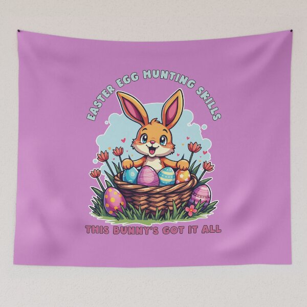 Item preview, Smiling Easter Bunny in Basket with Eggs, Flowers, and Grass designed and sold by bAIryBarn.