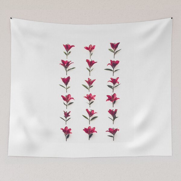 Item preview, A creative arrangement of red flowers laid out symmetrically on a white background for visual appeal designed and sold by anytka.