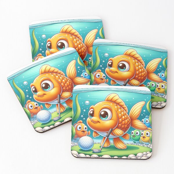 Item preview, Cartoon Fish playing Golf designed and sold by FlagshipGoods.