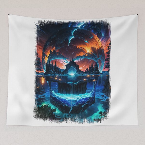 Item preview, SKULL HIDDEN LANDSCAPE SKY RIVER AURORA ICE designed and sold by ogirdorgraphics.