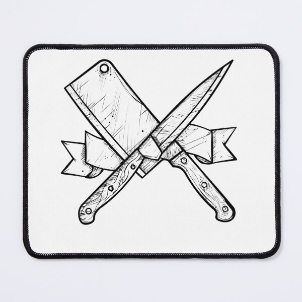 Item preview, Crossed chef's knife and kitchen cleaver designed and sold by chaaval.