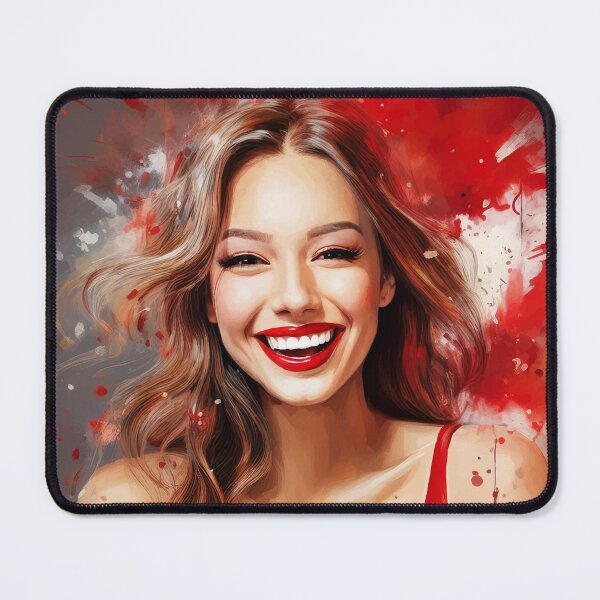 Item preview, Beautiful Young Woman in a Red Dress with Red Lipstick | Digitally Handmade Drawing Painting designed and sold by FilipeFerreira.