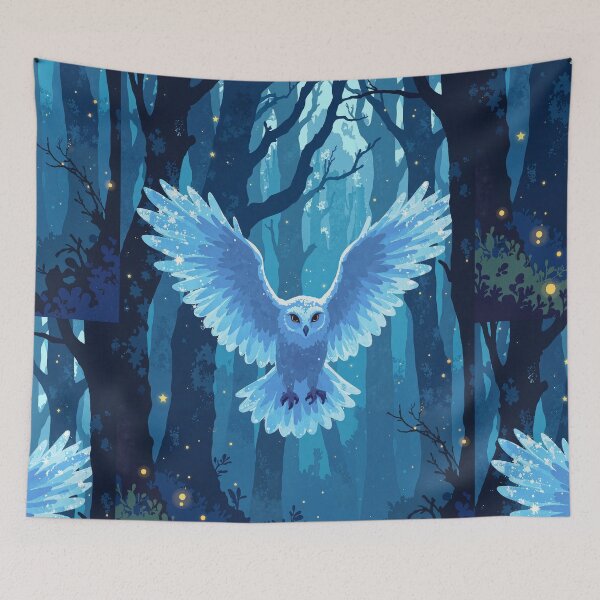 Item preview, Ethereal owl soars through enchanted glade designed and sold by MadeByHaresShop.