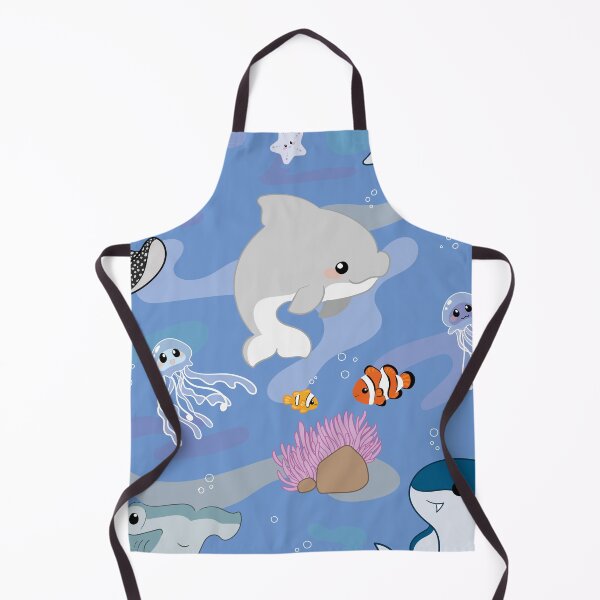 Item preview, cute ocean wildlife pattern with dolphin, clown fish and jellyfish designed and sold by NaiBalin.