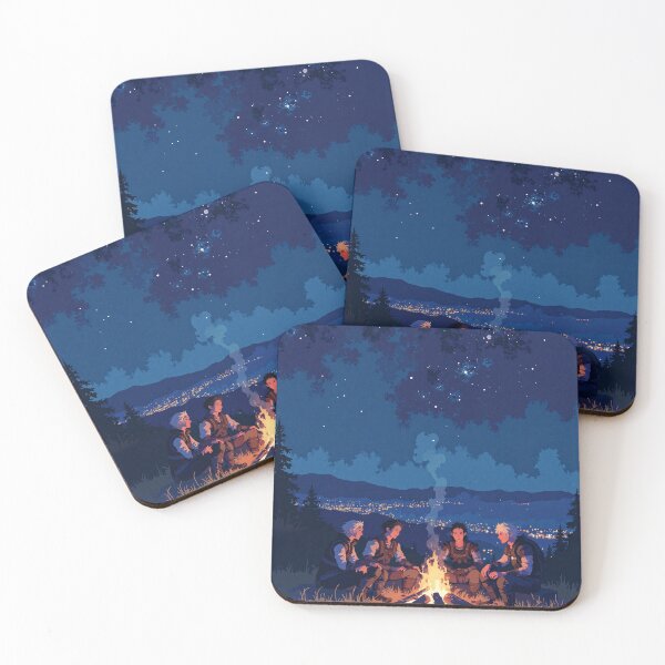 Item preview, Starcrossed camaraderie glowing firelight amidst distant city lights designed and sold by MadeByHaresShop.