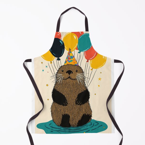 Item preview, Playful Party Otter with Balloons and Festive Hat designed and sold by TringTringCards.