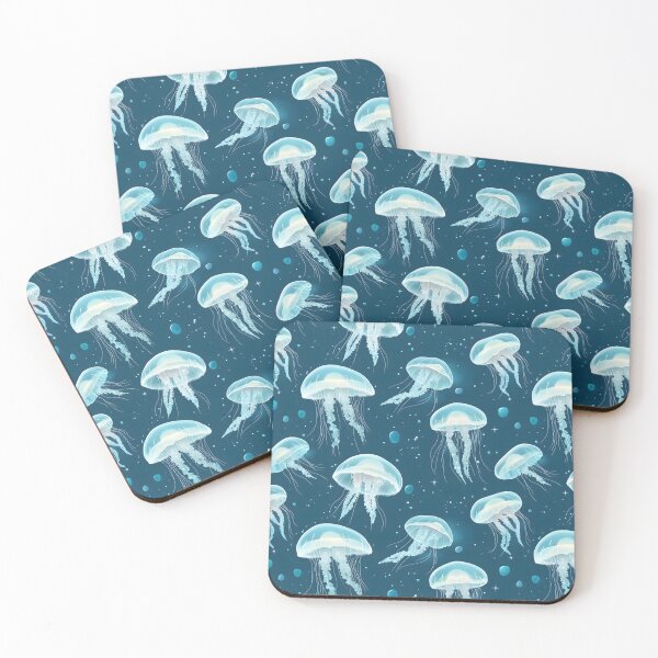Item preview, Teal Jellyfish in the Ocean Pattern designed and sold by palaco210.