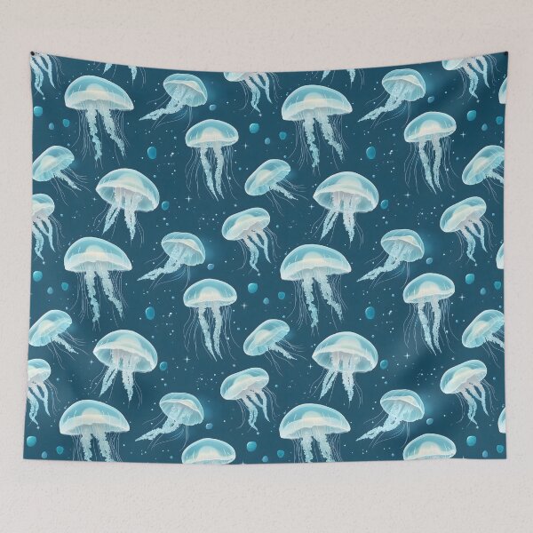 Item preview, Teal Jellyfish in the Ocean Pattern designed and sold by palaco210.