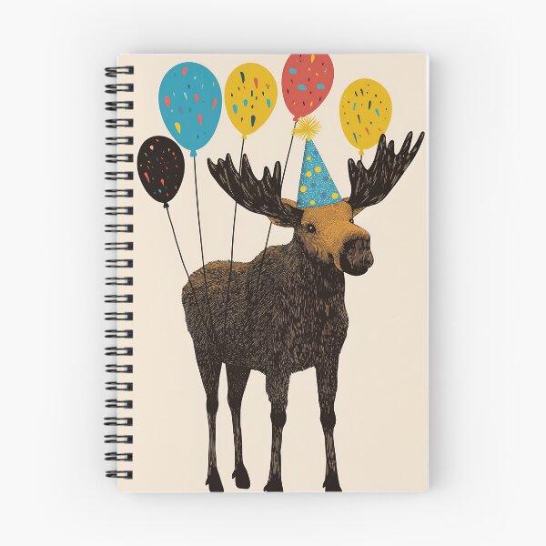 Item preview, Majestic Party Moose with Balloons and Festive Hat designed and sold by TringTringCards.