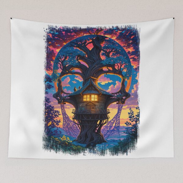 Item preview, SKULL HIDDEN LANDSCAPE TREEHOUSE VIOLET FOREST designed and sold by ogirdorgraphics.