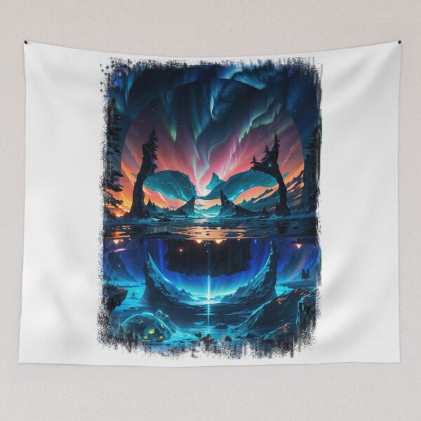 Item preview, SKULL HIDDEN LANDSCAPE SKY AURORA RIVER ICE designed and sold by ogirdorgraphics.
