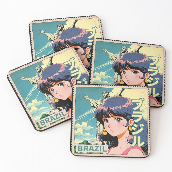Item preview, Kawaii Anime Girl 80s Retro Aesthetic Brazil Vintage Postage Stamp Cultural Travel designed and sold by onlyanimevibes.