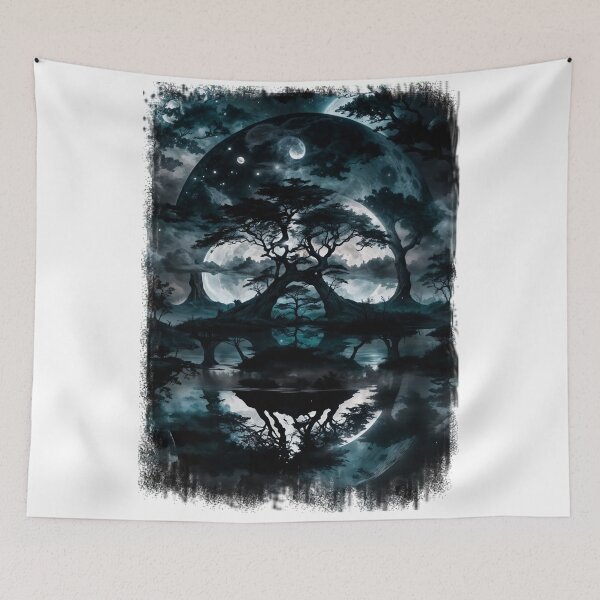Item preview, SKULL HIDDEN LANDSCAPE FULL MOON BLACK SWAMP DARK designed and sold by ogirdorgraphics.