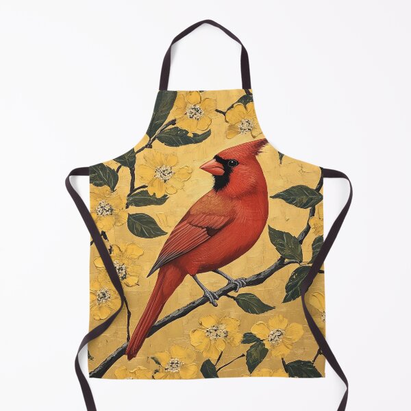 Item preview, Cardinal Art with yellow flowers designed and sold by KingExpressions.