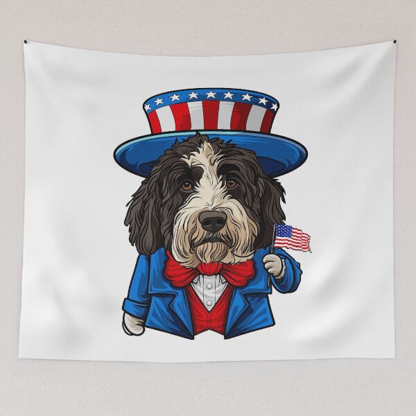 Item preview, Funny 4th of July Sheepadoodle Dog designed and sold by whyitsme.