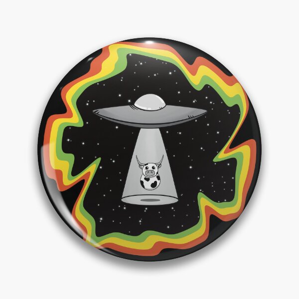 Item preview, Trippy Psychedelic UFO Alien Abduction Cow designed and sold by Skull Fern.