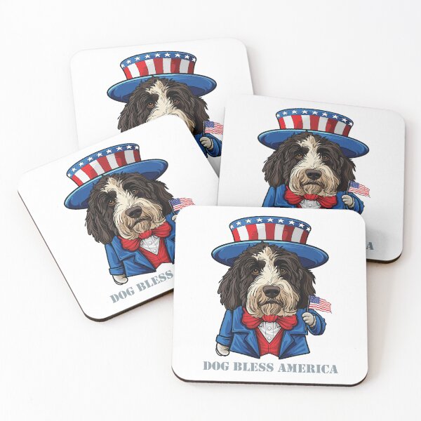 Item preview, Funny 4th of July Sheepadoodle Dog Bless America designed and sold by whyitsme.