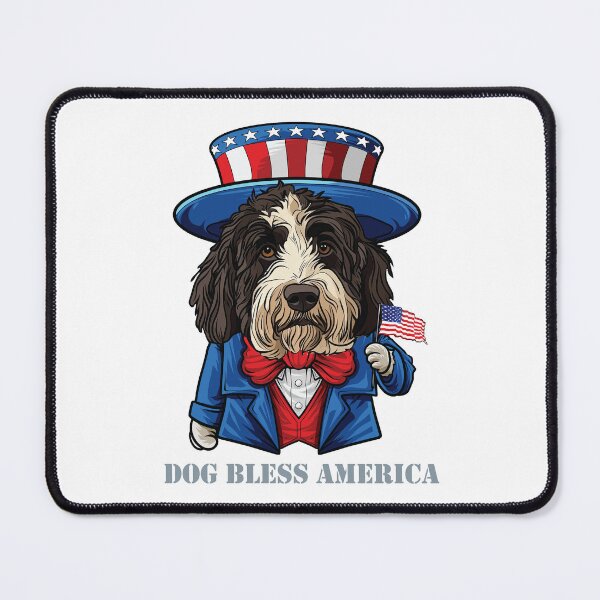 Item preview, Funny 4th of July Sheepadoodle Dog Bless America designed and sold by whyitsme.