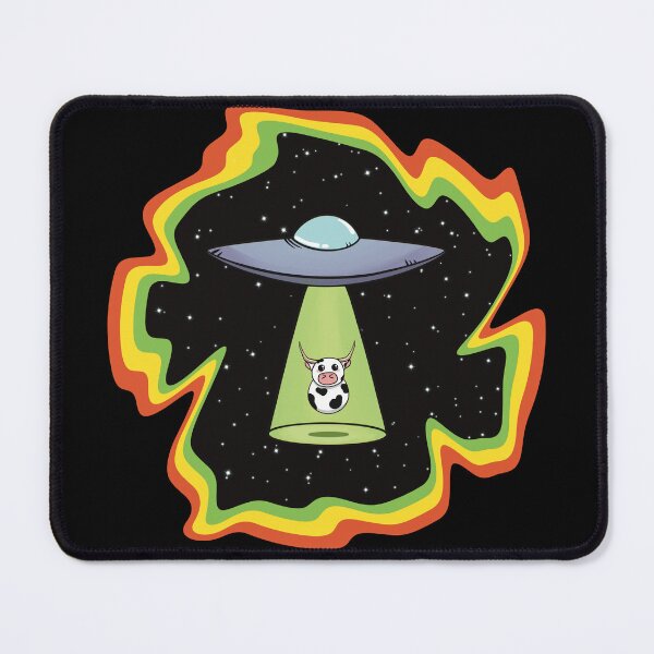 Item preview, Colorful Trippy Psychedelic UFO Alien Abduction Cow designed and sold by Skull Fern.
